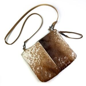 Myra Bag Upcycled Cowhide Western Cowgirl Crossbody Bag 9.5”x8”